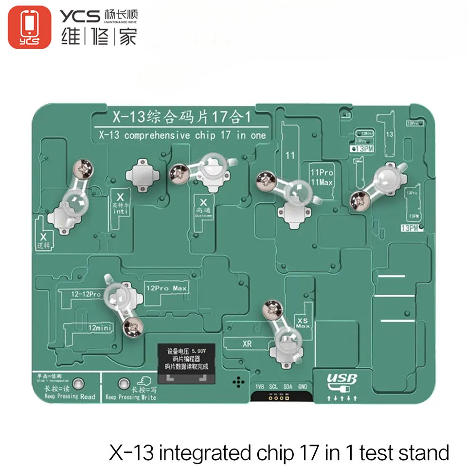

YCS 17in1 EEPROM чип тестовый стенд без разборки чтение запись базовой полосы чип логический программатор для iPhone X-13PM ремонт ручные инструменты