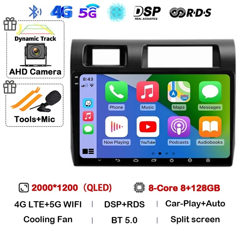 

Автомобильный радиоприемник Carplay Android 14 для Toyota Pickup Land Cruiser LC 70 79 серии 2007-2020, мультимедийный плеер, стерео головное устройство 2din