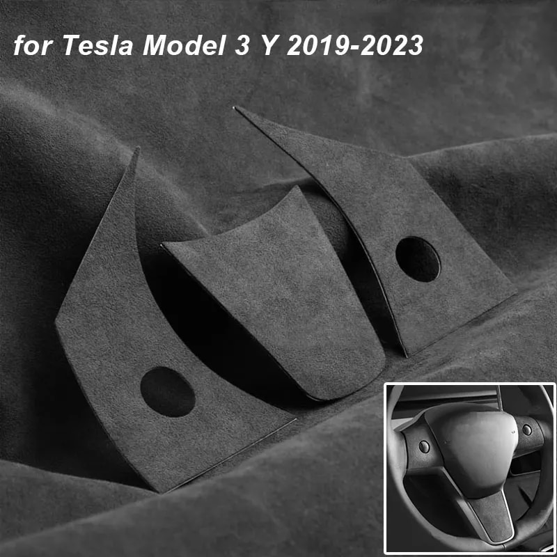 

3 шт., замшевая модель Y, накладка на панель рулевого колеса, украшение для Tesla Model 3 Y 2019 2022 2023, аксессуары для интерьера