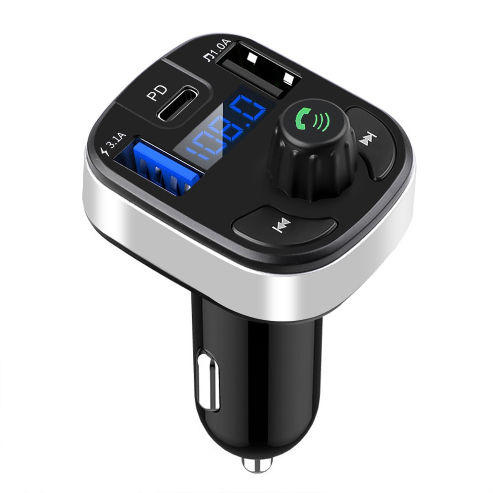 

Автомобильный FM-передатчик Bluetooth 5,0, двойной USB PD Type C, быстрая зарядка, автомобильное зарядное устройство, Bluetooth-микрофон, громкая связь, автомобильный FM-модулятор