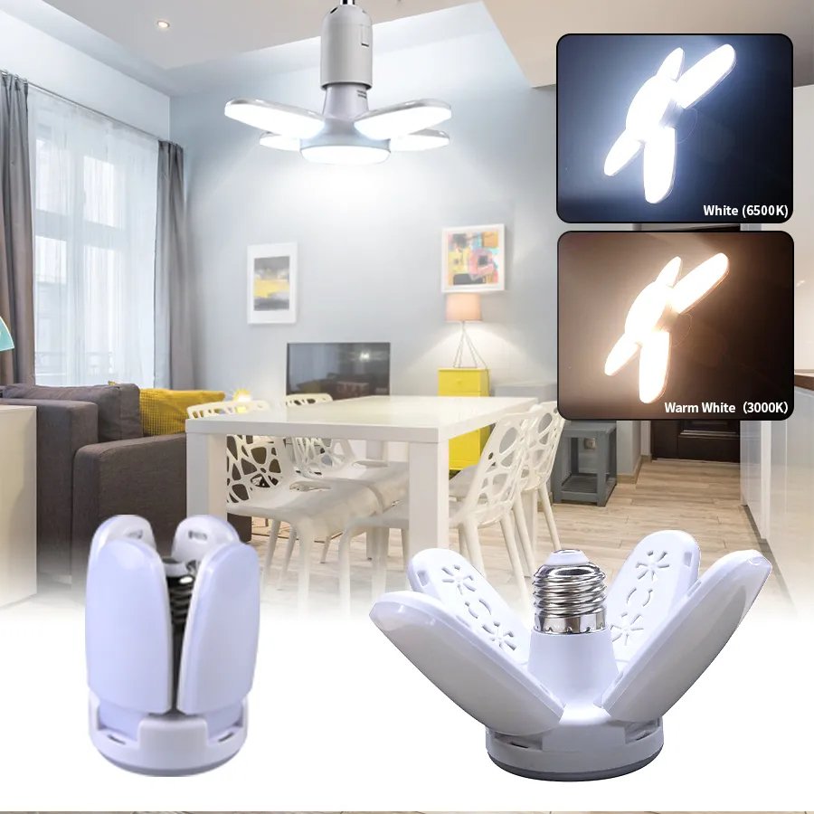 

Складная LED лампа E27 теплый белый 28Вт
