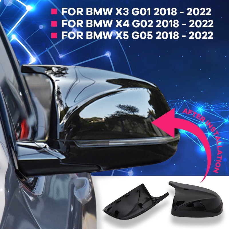 

Накладки на боковые зеркала заднего вида автомобиля, рожок для BMW x3 G01 x4 G02 x5 G05 2018-2022, черные аксессуары, крышка зеркала в стиле M3