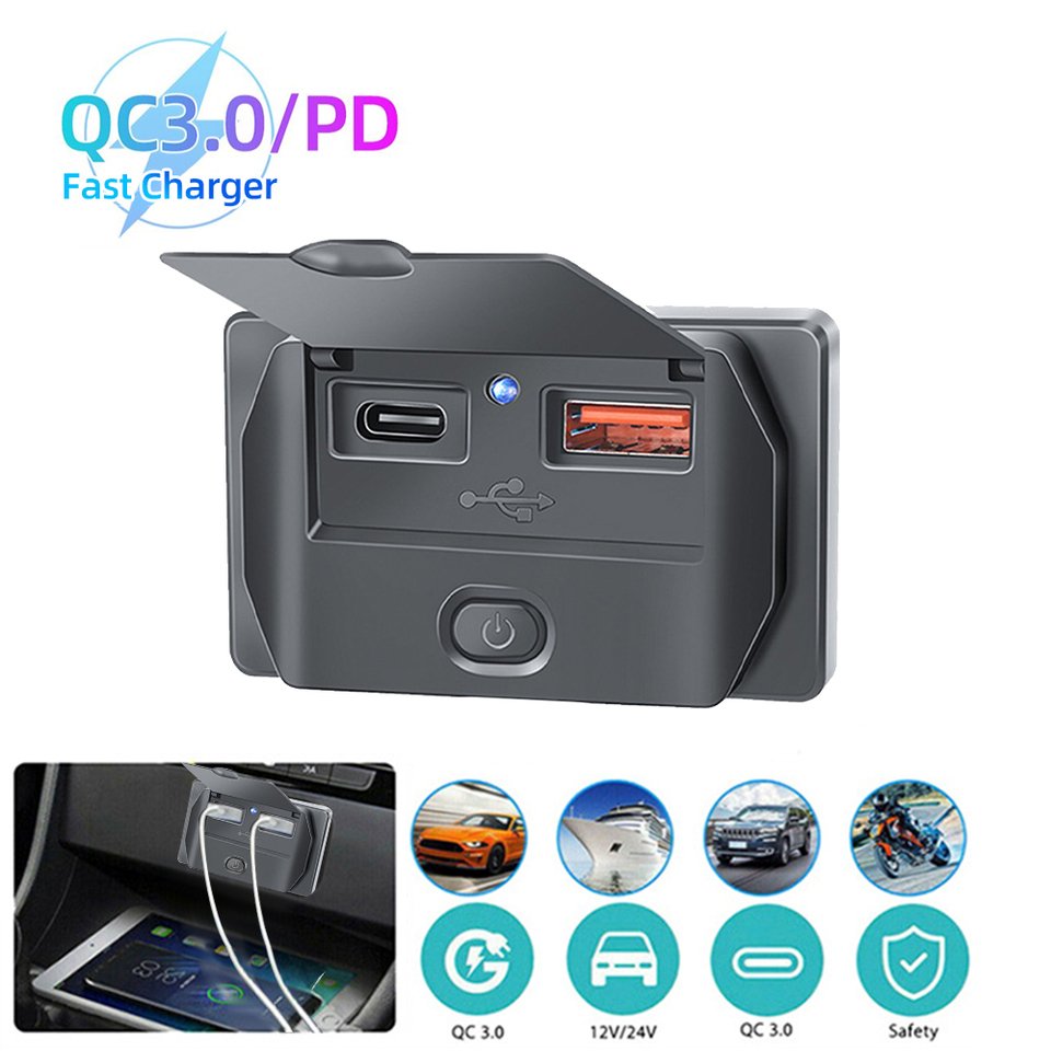

Разъем для быстрой зарядки PD Type C QC 3,0 USB с выключателем