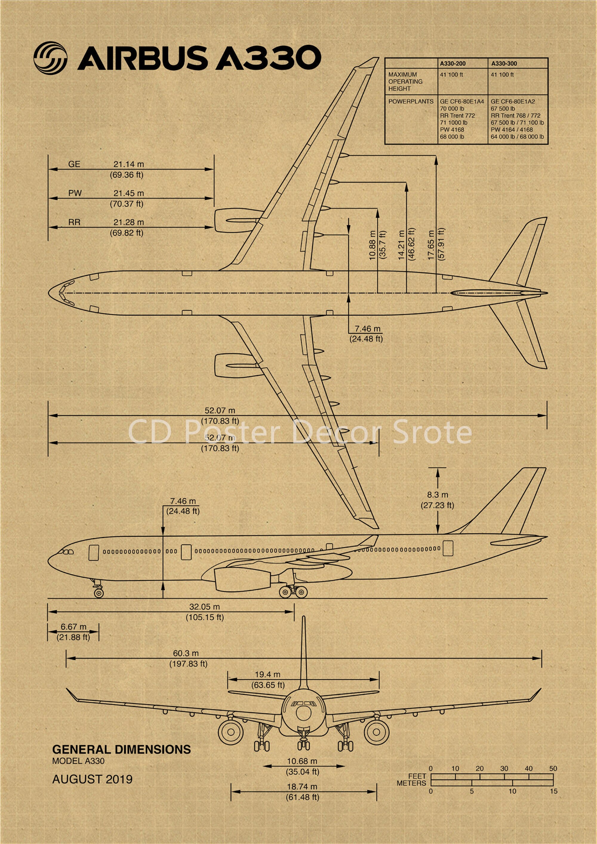 

Винтажный постер самолета Boeing, крафт-бумага