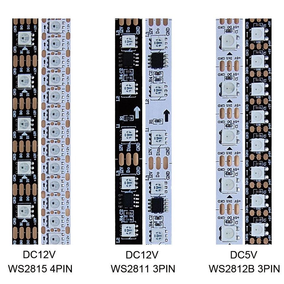 

WS2812B WS2811 WS2815 5050 RGBIC Интеллектуальная светодиодная лента WS2812 Индивидуально адресуемая микросхема 30/60/74/96/144 пикселей/светодиодов/м Свет 5 В/12 В постоянного тока