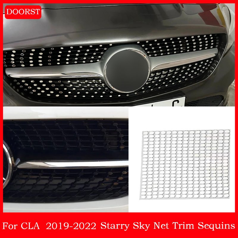 

Воздухозаборная решетка для Mercedes Benz CLA Class C117 C118, украшение с блестками, звездное небо, сетка, отделка, блестки, автомобильные аксессуары, внешние аксессуары