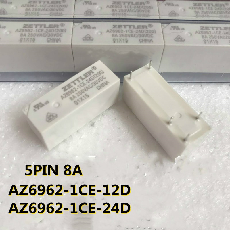 

5 шт./10 шт., новые релейки, женская модель AZ6962 1CE 24D AZ6962 1CE 12DE, альтернативная деталь, 5PIN 8A