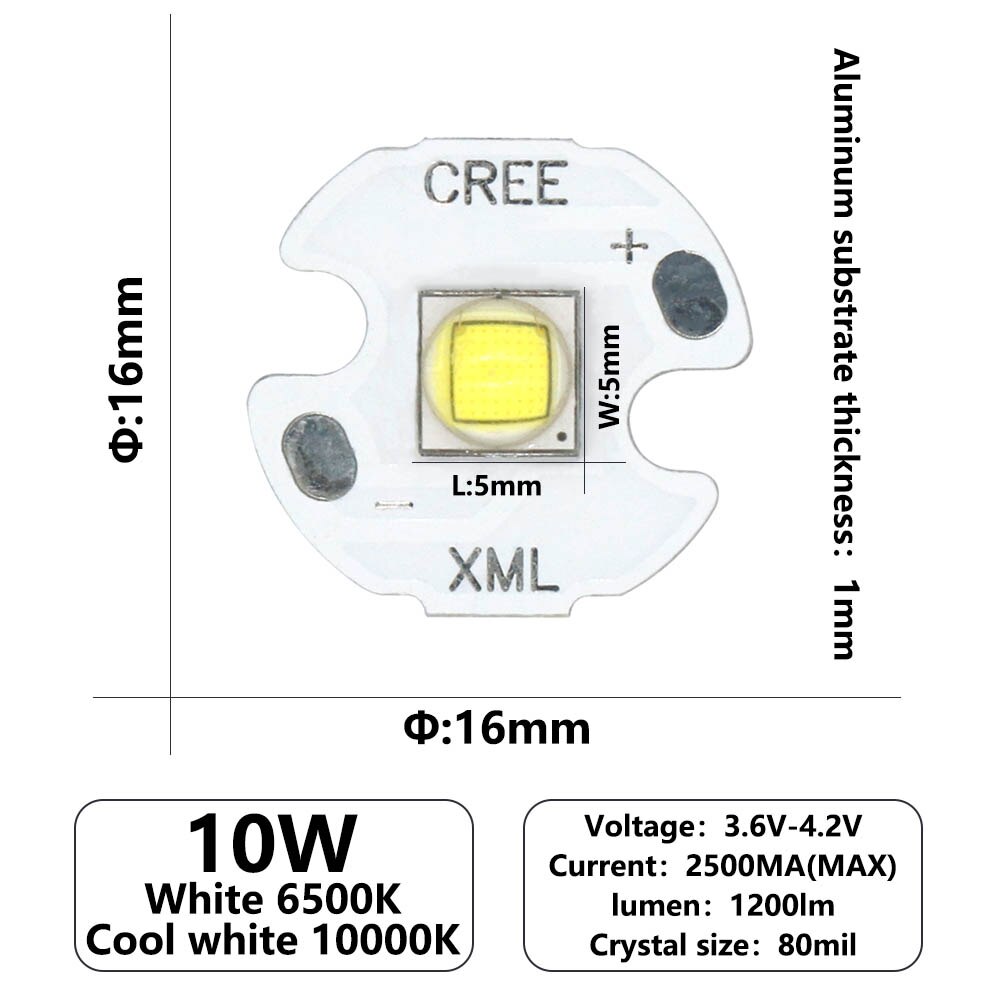 

LED диод DT&ZM TD45148798 для фонарика белый 6500К 10000К