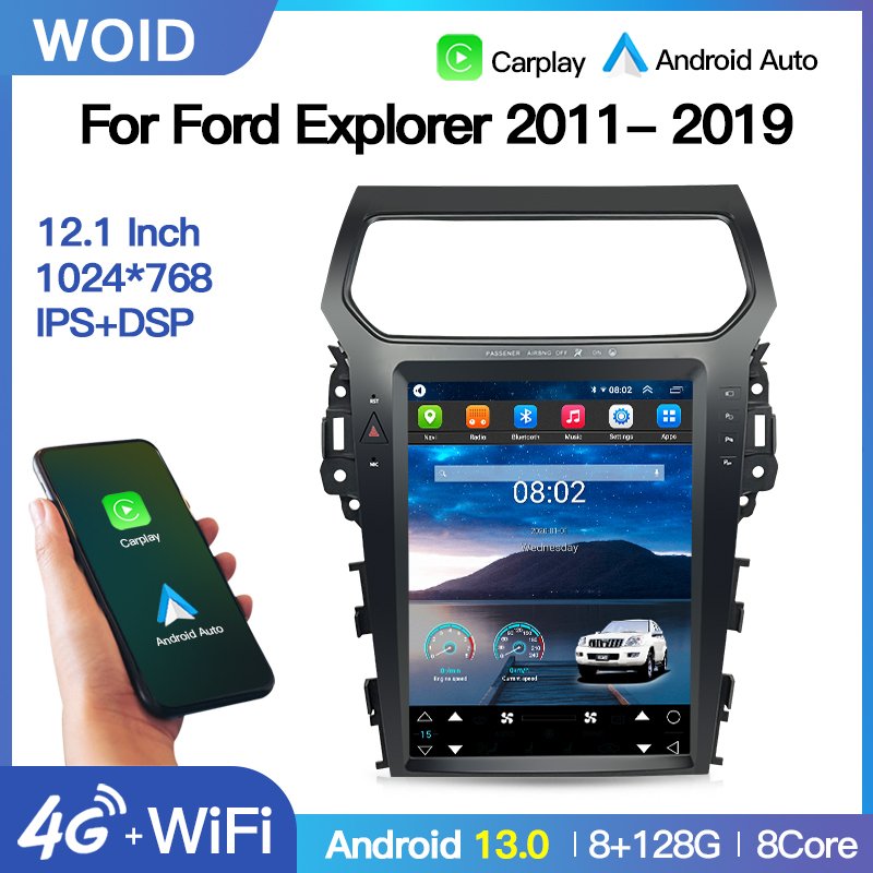 

Для Ford Explorer 2011-2019 Android автомобильный радиоприемник стерео Tesla экран стиль мультимедийный плеер Carplay Auto WIFI DSP GPS навигация