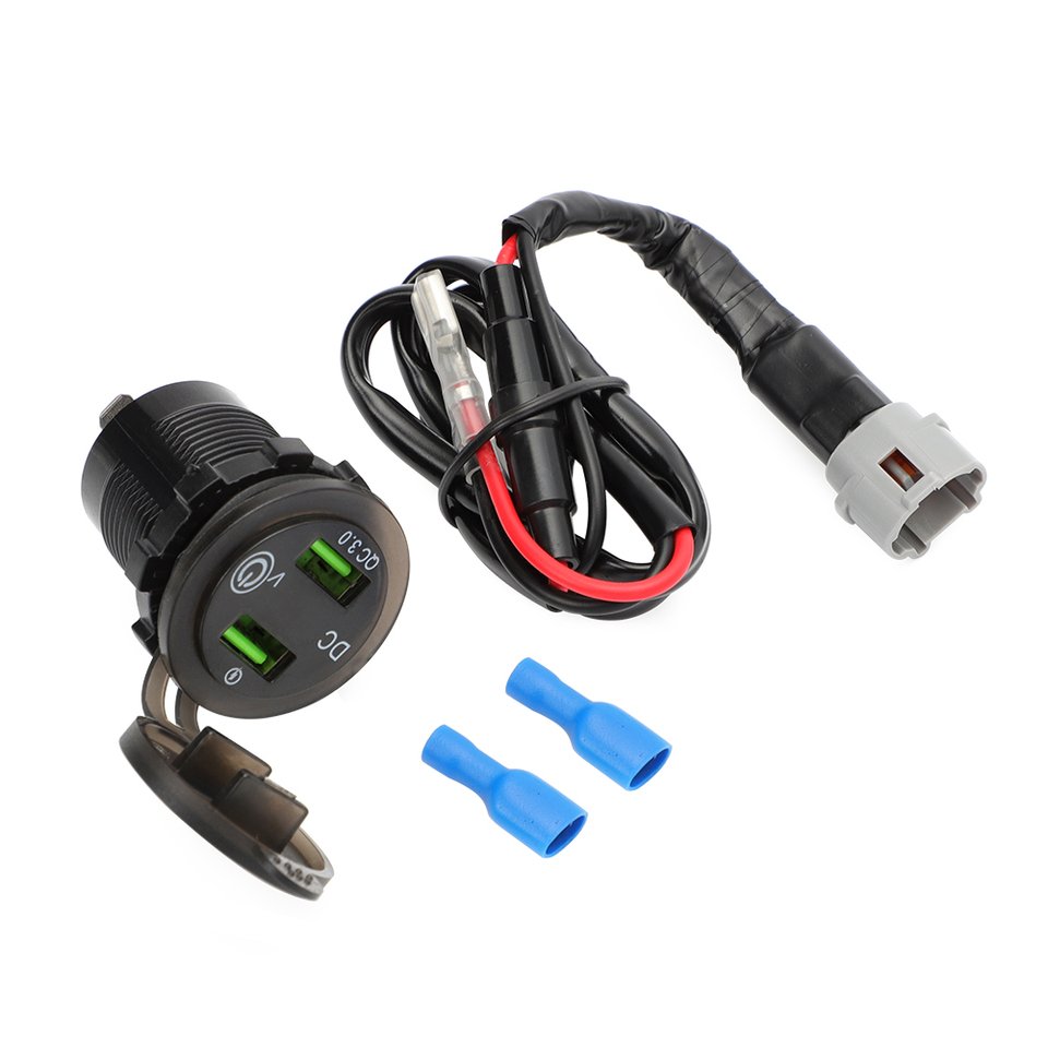 

USB-разъем для зарядного устройства для мотоцикла Yamaha Tracer 900 MT09 FZ09 QC3.0, вольтметр, подключи и работай, вспомогательный порт