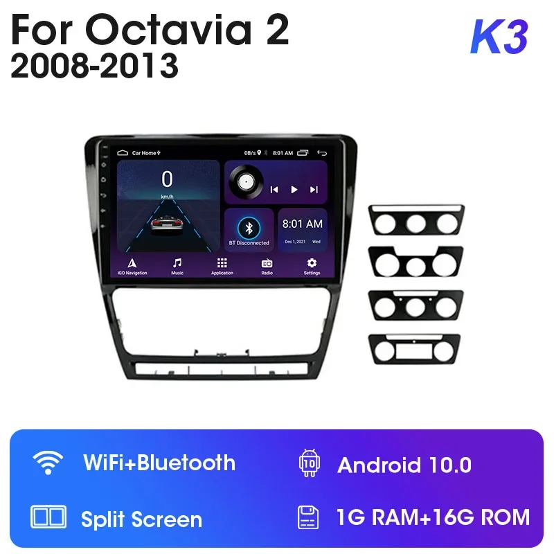 

Автомагнитола JMCQ 2DIN, 4G, Android 12, мультимедийный видеоплеер для Volkswagen, SKODA Octavia 2, A5 2007-2014, навигация Carplay