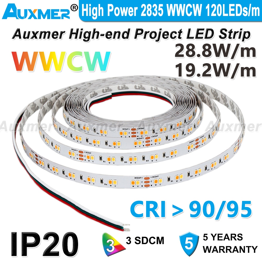 

Светодиодная лента Auxmer AXM-SL2835WWCW120NP-W24S-H95