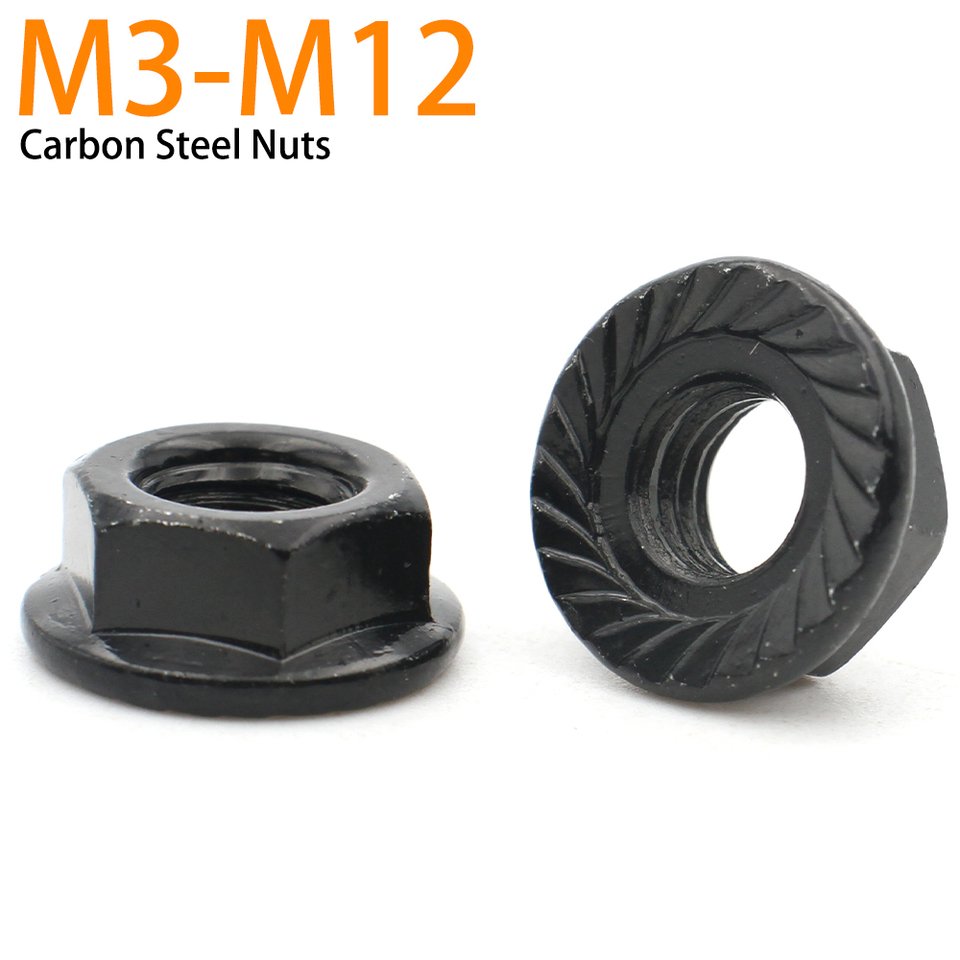

Zimir Фланцевые гайки из углеродистой стали M3-M12 черные 2/5/10/20 шт