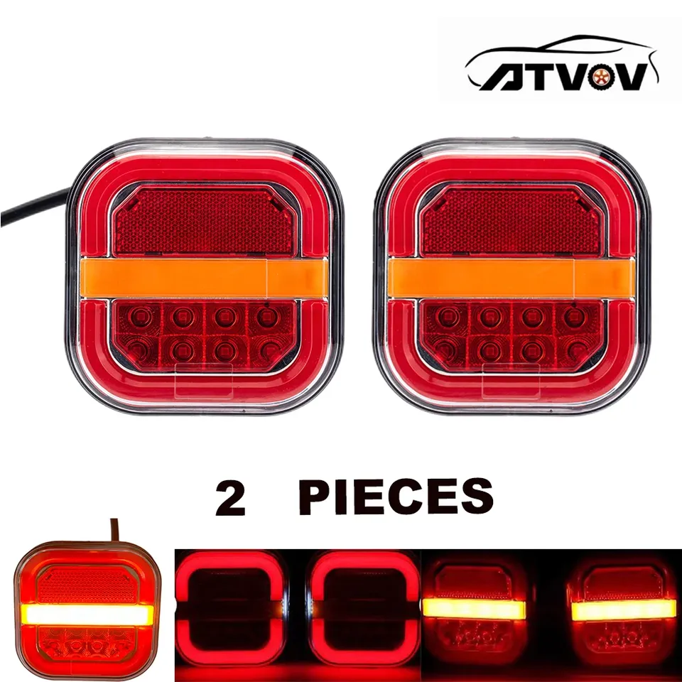 

ATVOV 2 шт. 4-дюймовый светодиодный задний фонарь для грузовика и прицепа, задний боковой стоп-сигнал, указатель поворота, водонепроницаемый грузовой автомобиль, лодка, фургон, RV 12 В