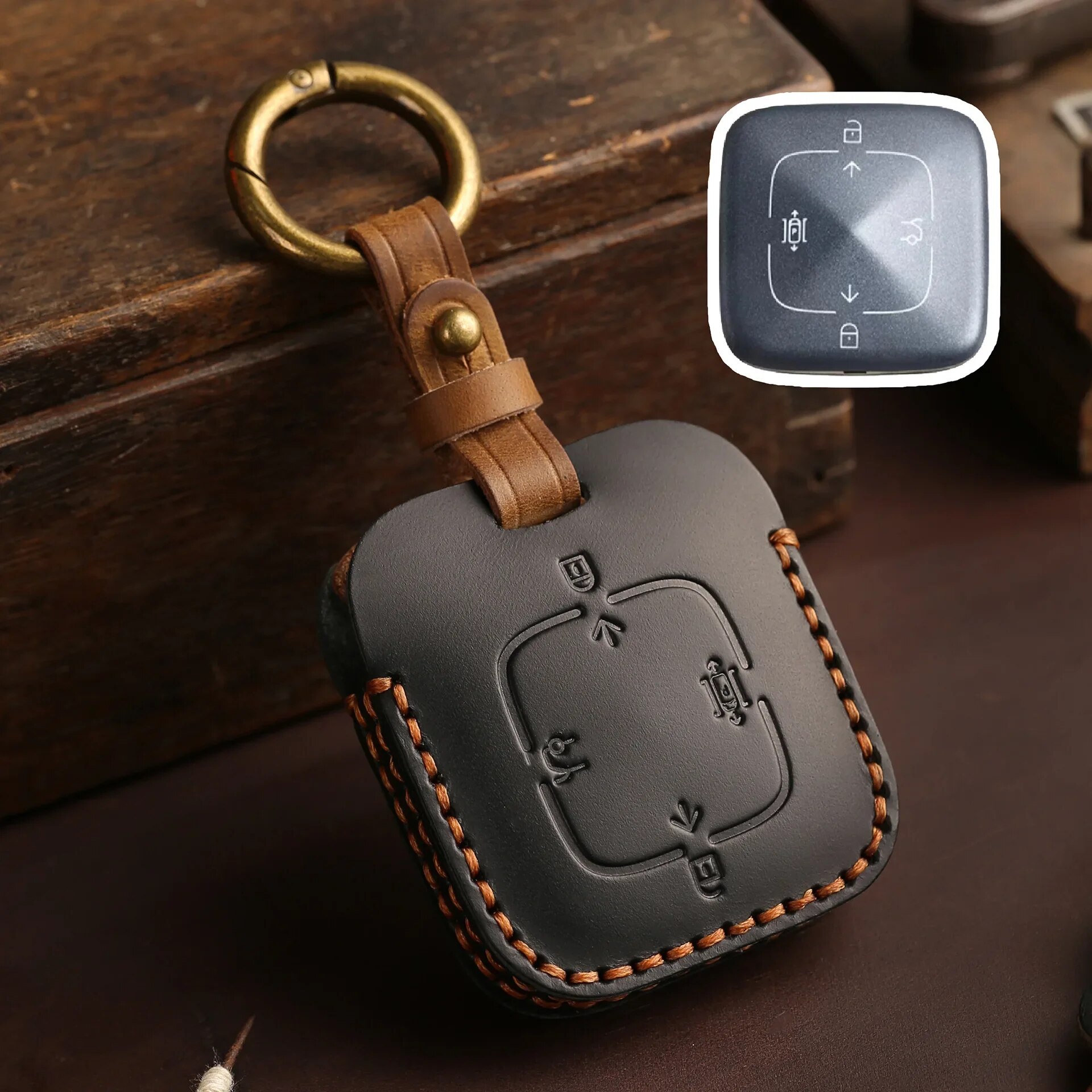 

Кожаный чехол для ключей для Zeekr 001, совместим с Bluetooth