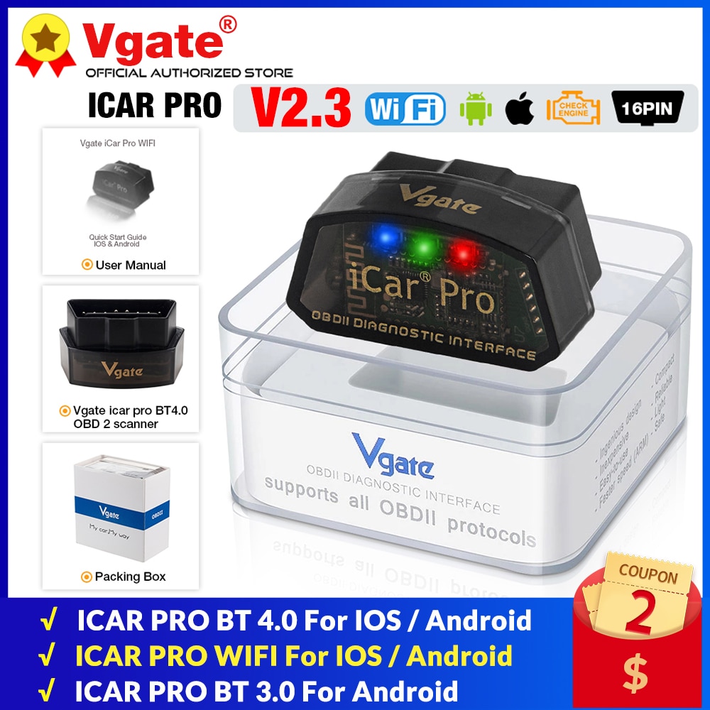 

Vgate iCar Pro ELM327 WiFi OBD2 Сканер Bluetooth 4,0, Совместимый Для Android/iOS