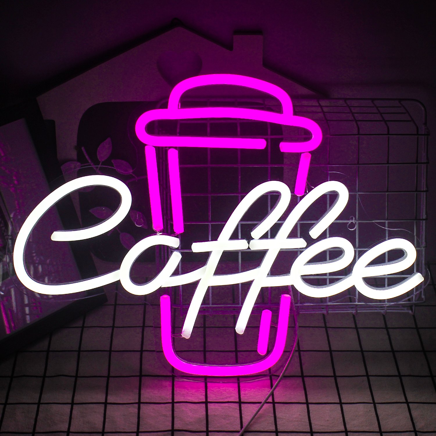 

Неоновая вывеска Coffee ineonlife розового цвета