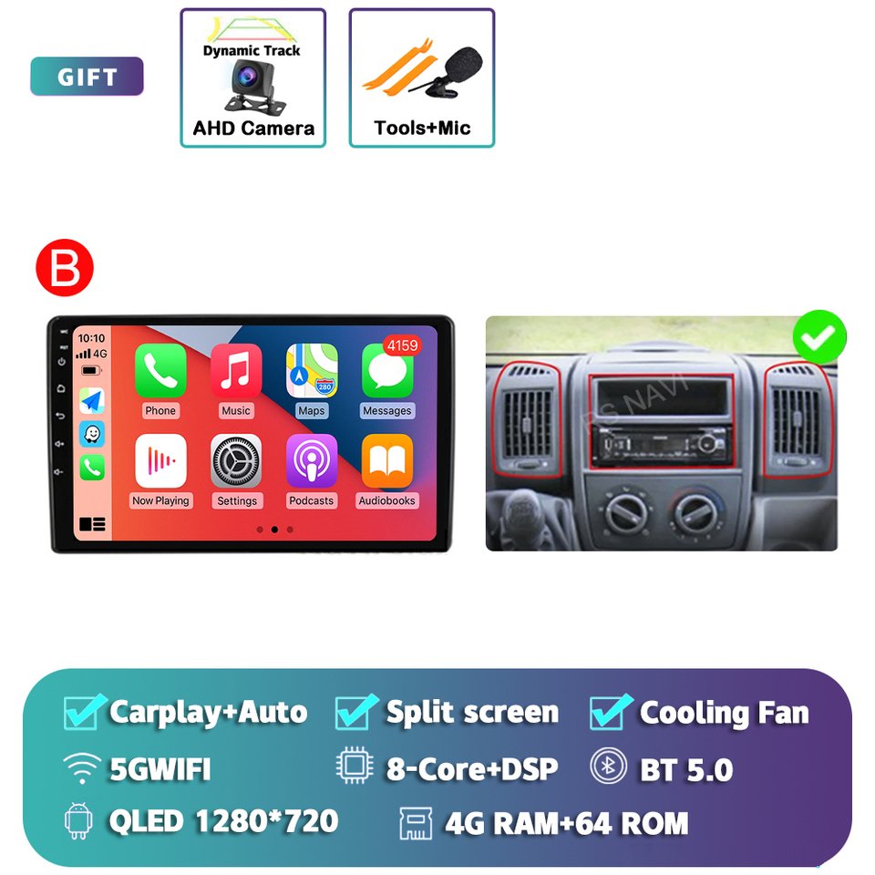 

Автомобильный радиоприемник Android 14, для Fiat Ducato, Peugeot Boxer, для Citroen Jumper 2006-2022, мультимедийный плеер Carplay Android Auto