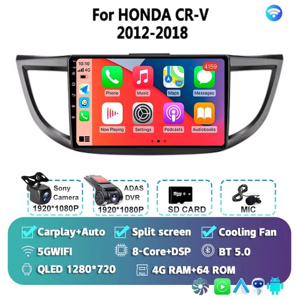 

Автомобильный радиоприемник Android 14 для Honda CRV 2012-2018 CR-V Автомобильный мультимедийный стерео видео аудио авторадио GPS плеер Carplay 2DIN