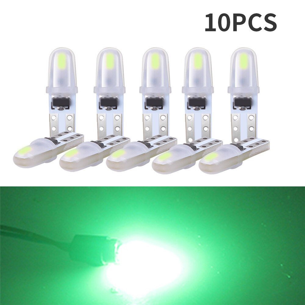 

10 шт., светодиодные лампы T5 W3W W1.2W 3030 Led Canbus для салона автомобиля, индикатор подогрева приборной панели, клиновидный индикатор, лампа для приборной панели 12 В