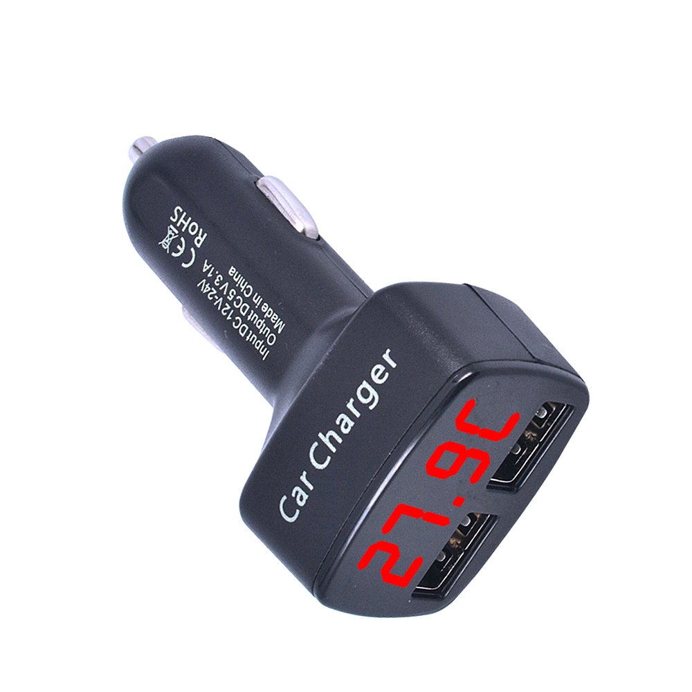 

Автомобильное зарядное устройство с двумя USB-портами, 3,1 А, 5 В, универсальный 4 в 1, измеритель напряжения/температуры/тока, адаптер для тестера, цифровой светодиодный дисплей для Huawei