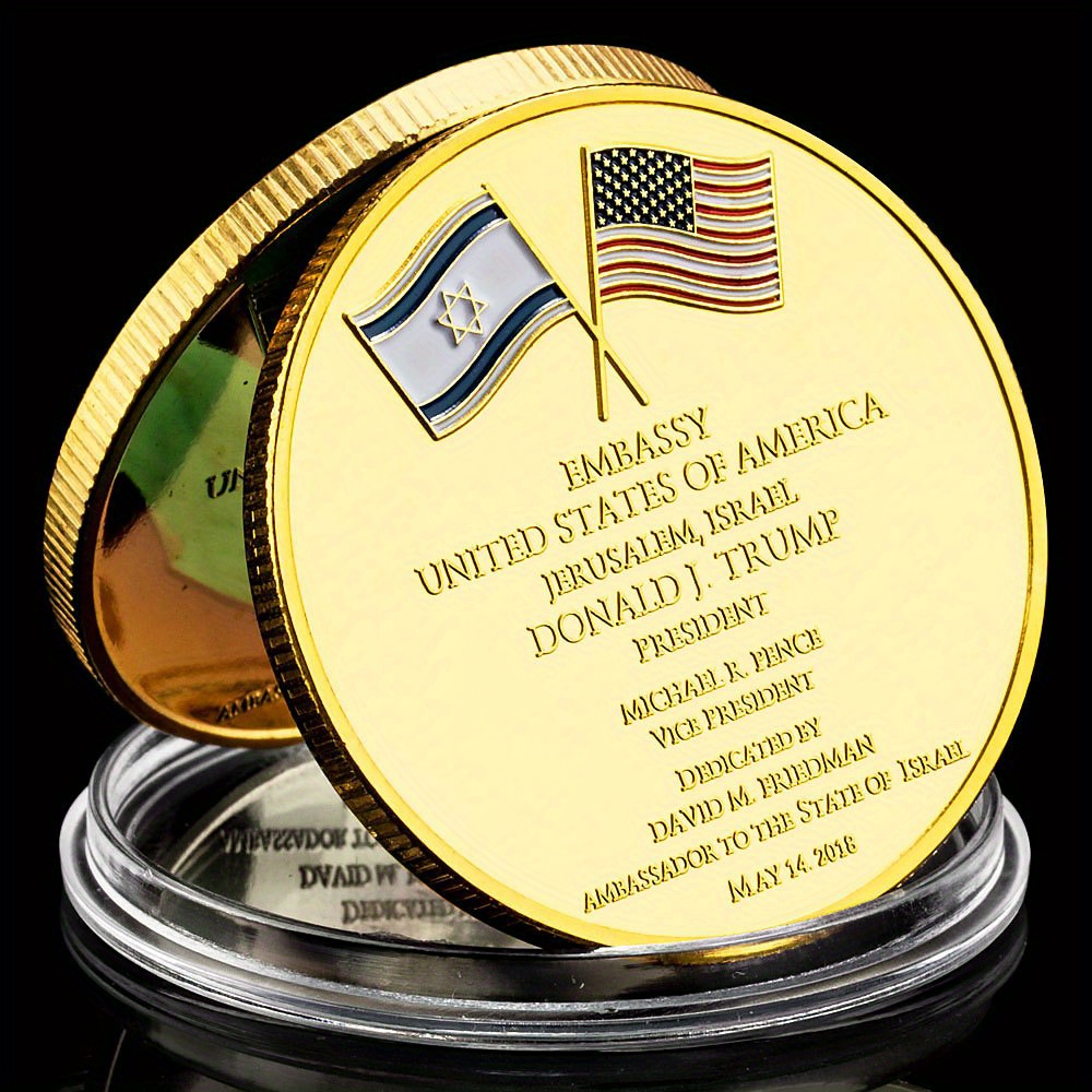 

Коллекционная золотая монета "Иерусалим, США, вызов Дональда Трампа"