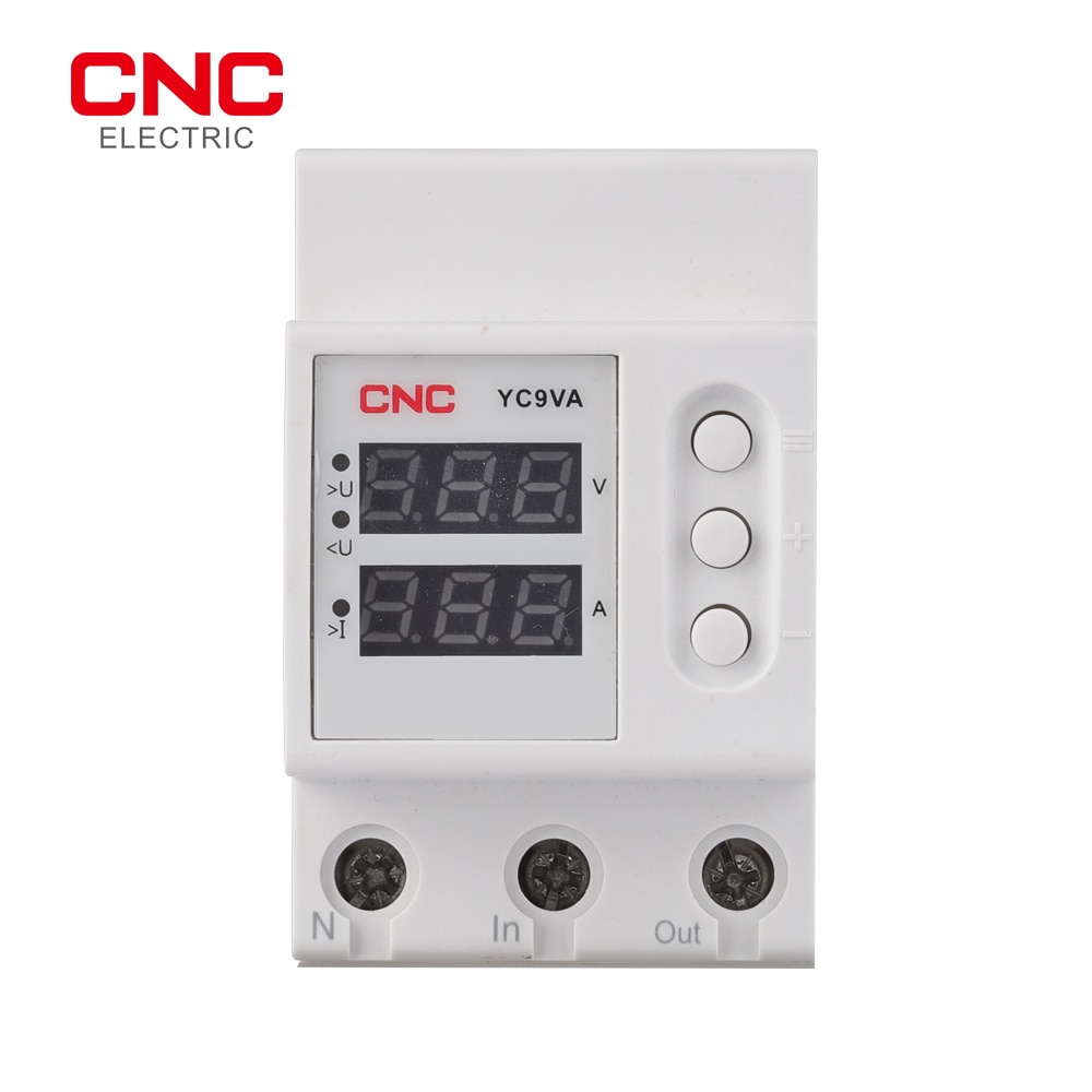 

Цифровой протектор дисплея напряжения и тока CNC YC9VA 230 В Din-рейка двойная регулируемая защита от перенапряжения и пониженного напряжения