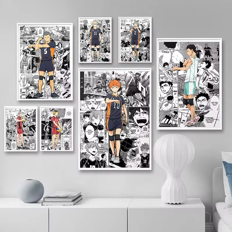 

Haikyuu плакат черно-белый