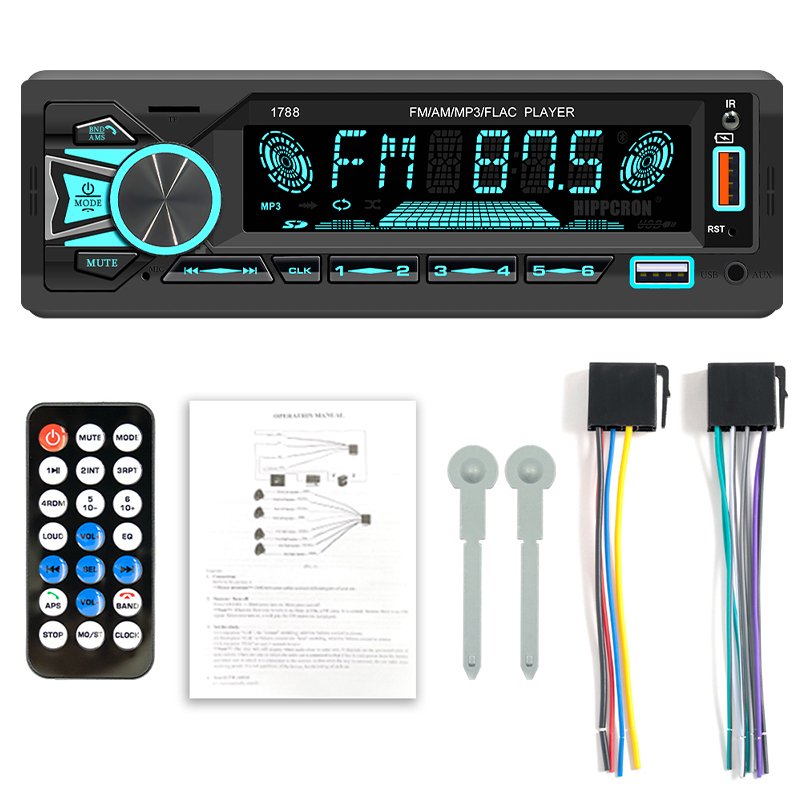 

Автомобильный радиоприемник Hippcron 1din Srereo MP3-плеер Bluetooth FM-приемник с дистанционным управлением AUX/USB/TF Поддержка зарядки телефона