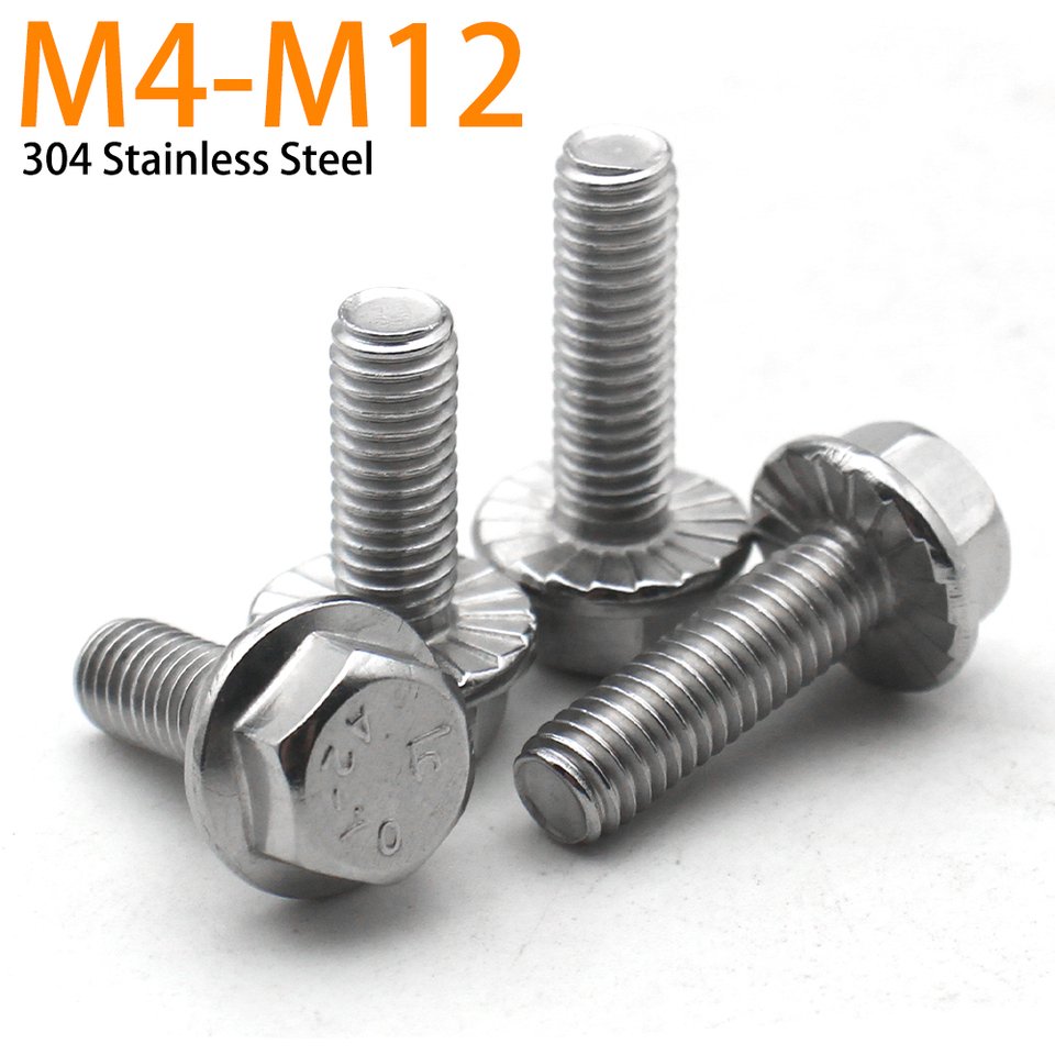 

2-30 шт. M4 M5 M6 M8 M10 M12 A2-70 304 Болт с фланцевой головкой из нержавеющей стали с шестигранной головкой и зубчатой шайбой GB5787