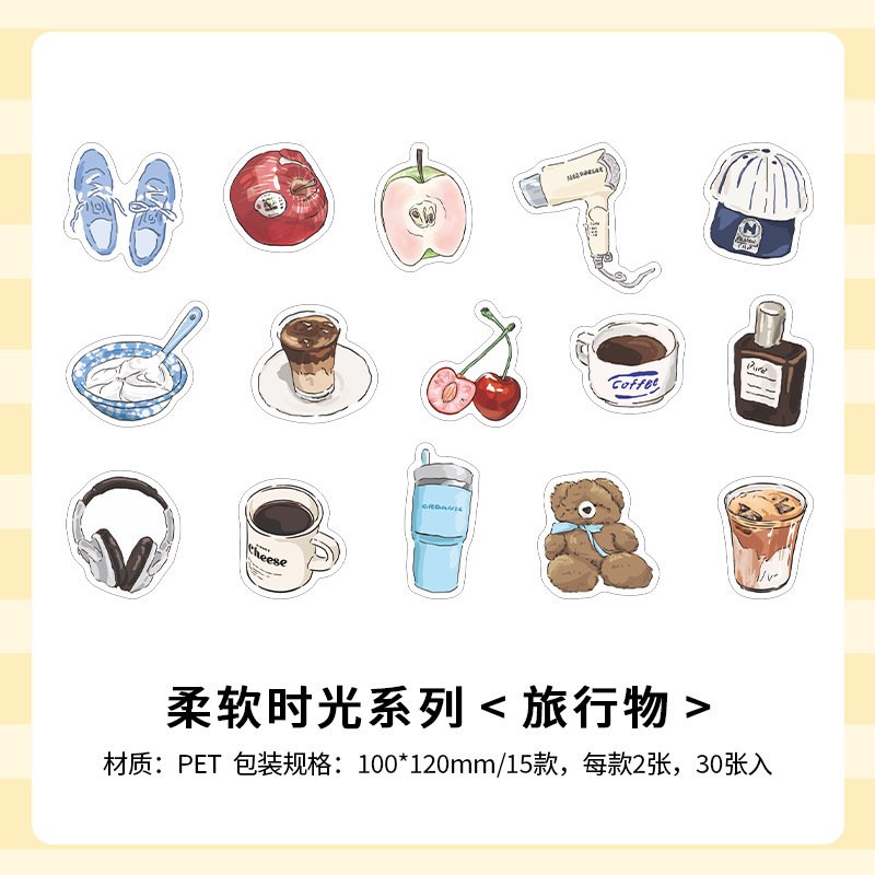 

30 шт./лот Kawaii наклейки для скрапбукинга мягкое время DIY журналы принадлежности для скрапбукинга декоративные канцелярские наклейки