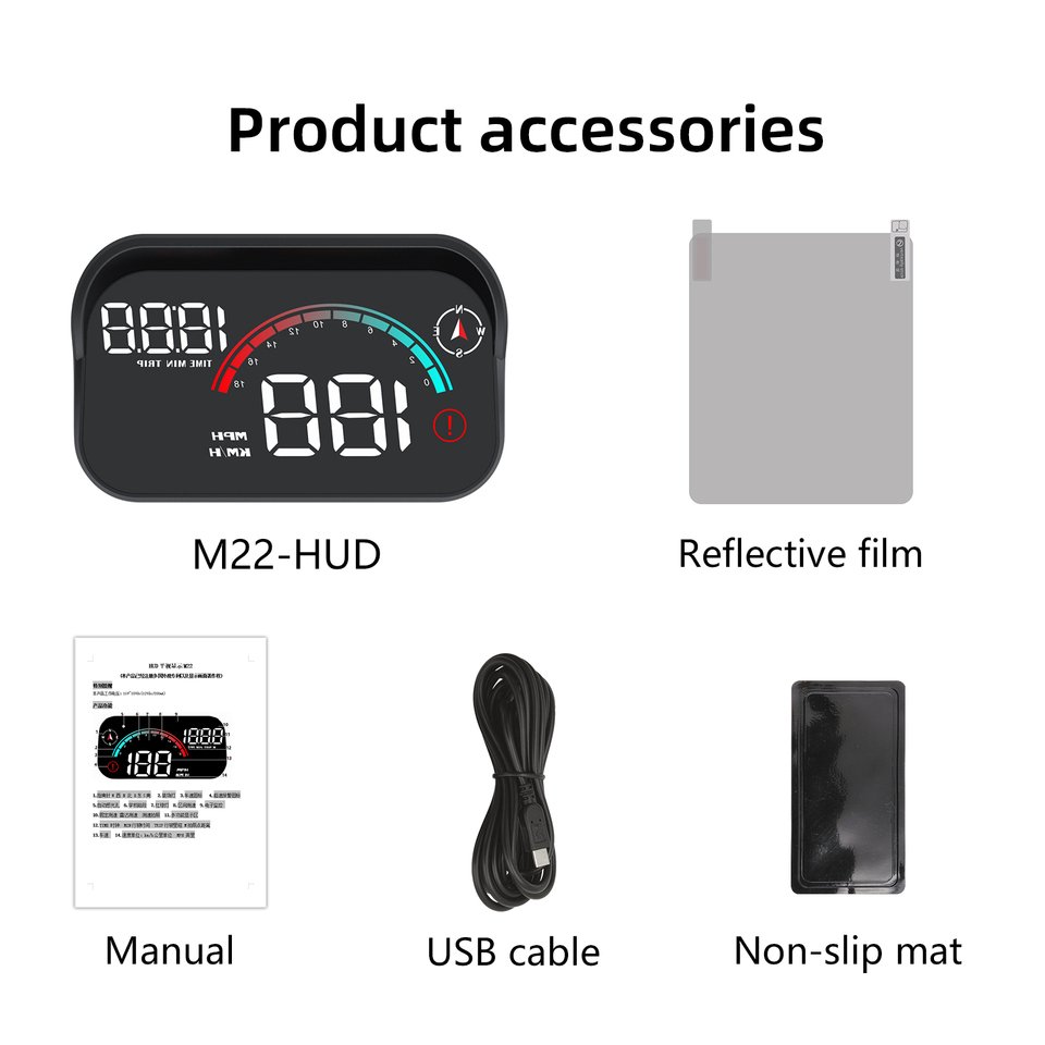 

GPS HUD M22 Автомобильный умный универсальный цифровой спидометр MPH Kmh Проектор с большим шрифтом на лобовом стекле Сигнализация превышения скорости