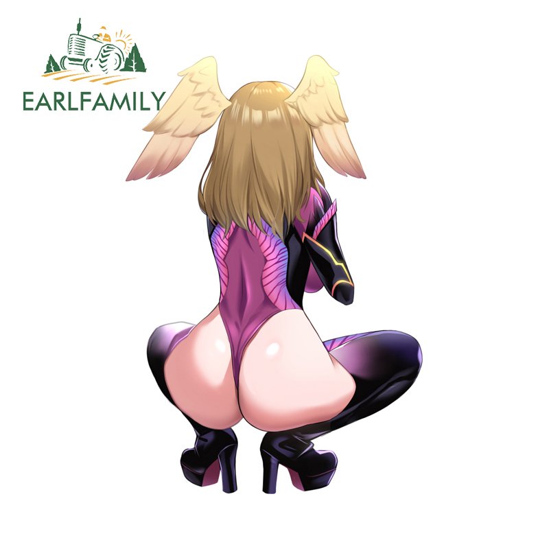

EARLFAMILY для милых аниме-девочек, сексуальные наклейки для автомобиля, водостойкие солнцезащитные виниловые наклейки, автомобильные аксессуары, декор на лобовое стекло