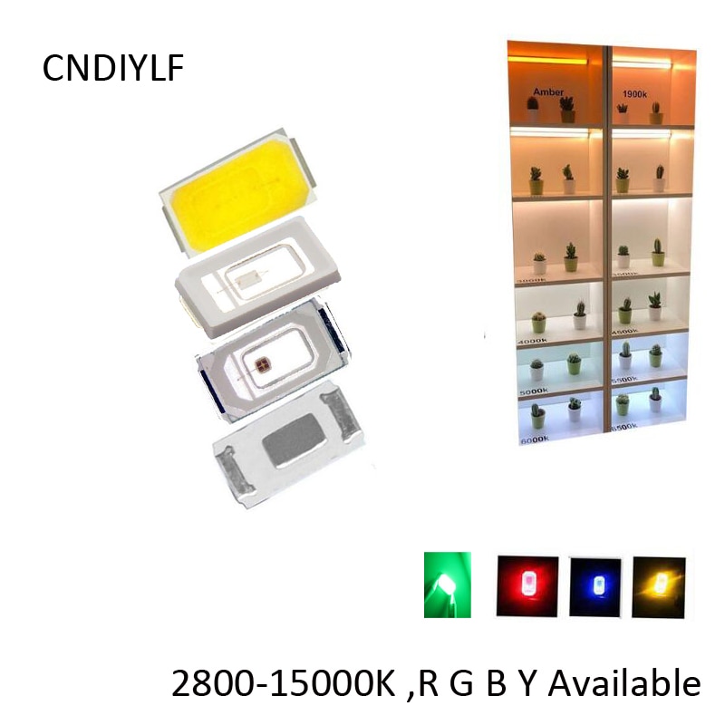 

Полный белый светодиодный чип SMD 100 5730-2,0 в 150ma R G B Y3000K 3,6 K 4000K 5000K, 20 шт., 6000 шт.