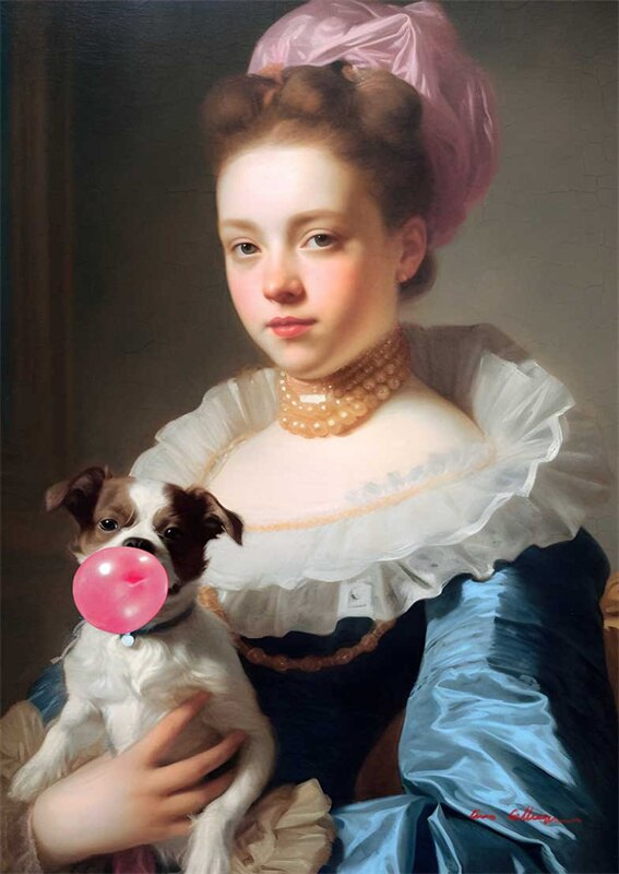 

Картина маслом "Bubble Gum Portrait", стиль барокко, канвас, fashionista