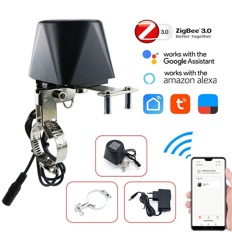 

Водяной клапан, таймер отключения газа Tuya Zigbee, умный газовый клапан, садовый спринклерный кран, контроллер приложения с Alexa Google Assistant