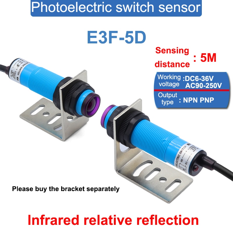 

Инфракрасный фотоэлектрический датчик E3F-5D DC6-36V AC90-250V