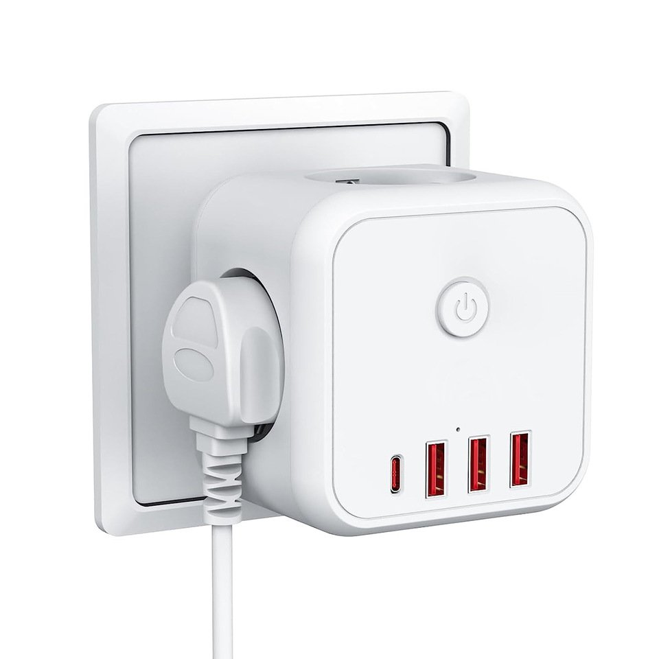

Удлинитель настенной розетки ЕС с 3 розетками переменного тока, 3 USB-портами и 1 вилкой типа C, 7-в-1, переключатель включения/выключения зарядного устройства европейского стандарта для дома