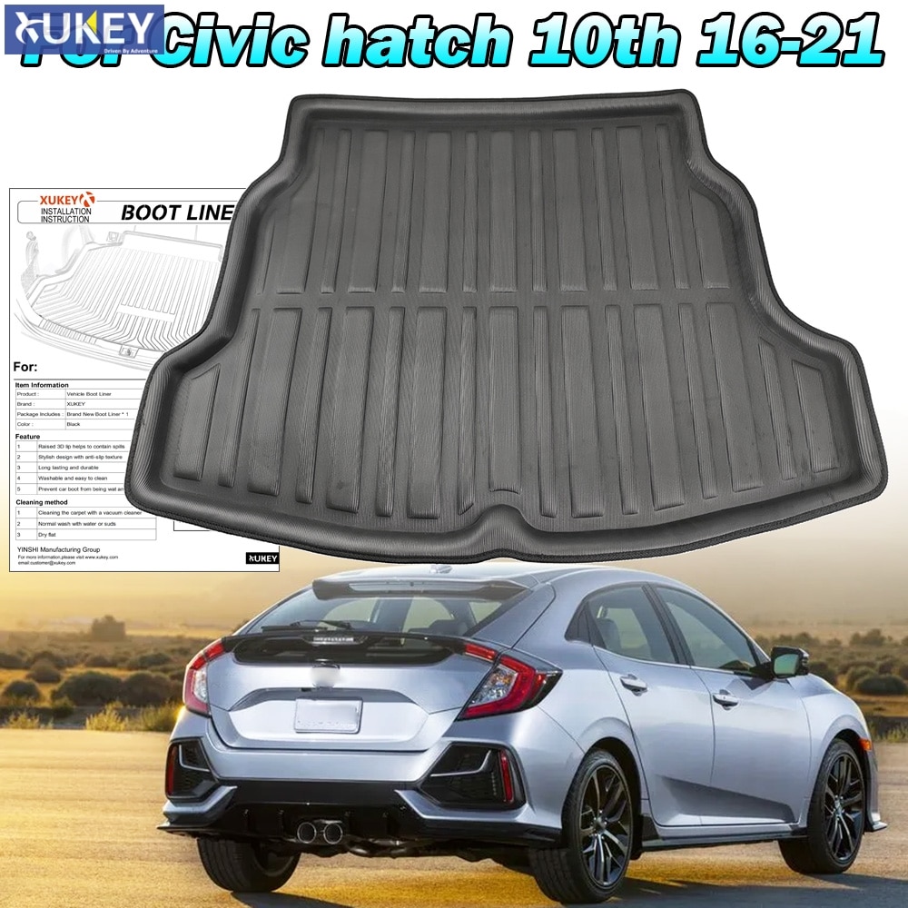 

Черный коврик для багажника, напольный коврик для Honda Civic 5dr Hatchback 2017-2021 2018 2019 2020