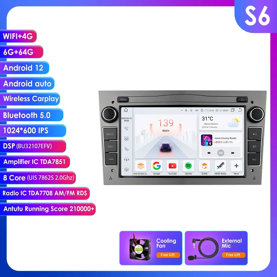 

2 Din Android 13 Автомобильный радиоприемник NODVD для Opel Astra H G J Vectra Antara Zafira Corsa Vivaro Meriva Veda GPS MirrorLink