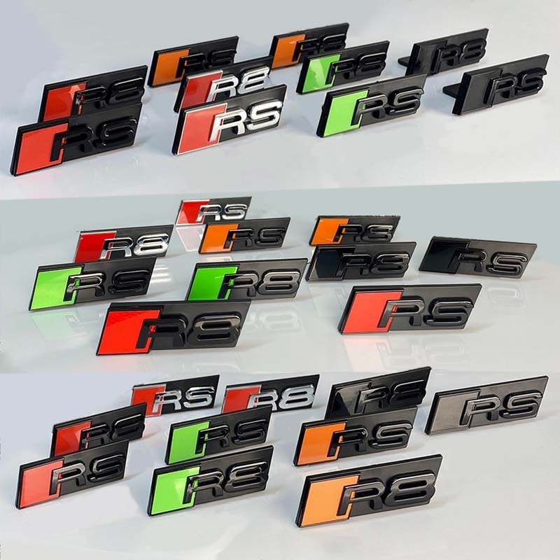 

3D ABS Chrome Logo S3 S4 S5 S6 S7 S8 RS R8 Эмблема гриля Наклейка Автомобильная передняя решетка Значок для Audi S3 S4 S5 S6 S7 S8 Accrssories