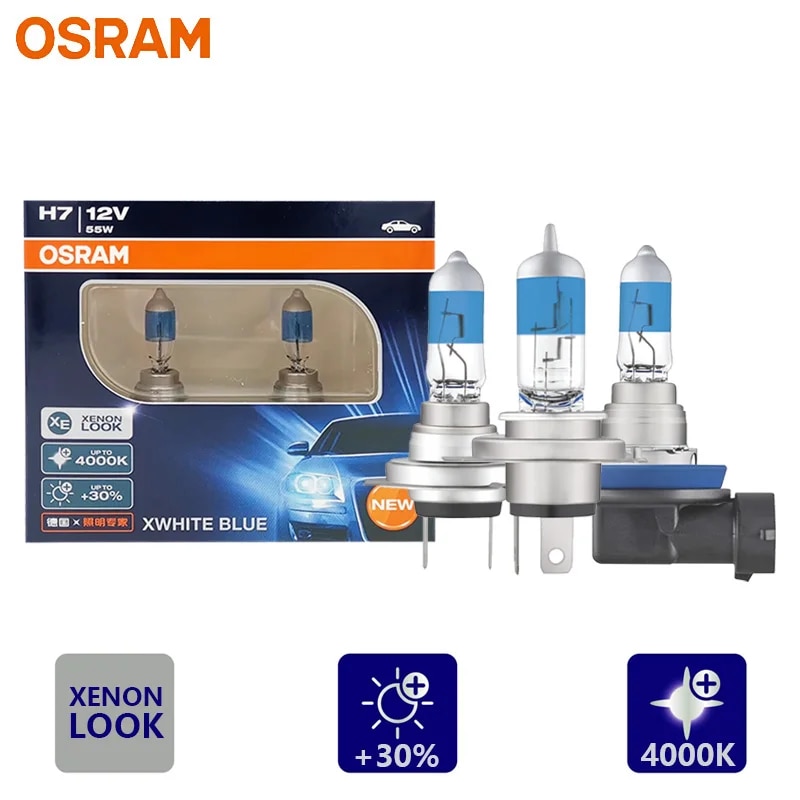 

OSRAM H1 H4 H7 H11 HB3 9005 XWHITE BLUE Автомобильная галогенная фара 4000K Теплый белый +30% яркие автомобильные лампы Xenon Look XWB Original