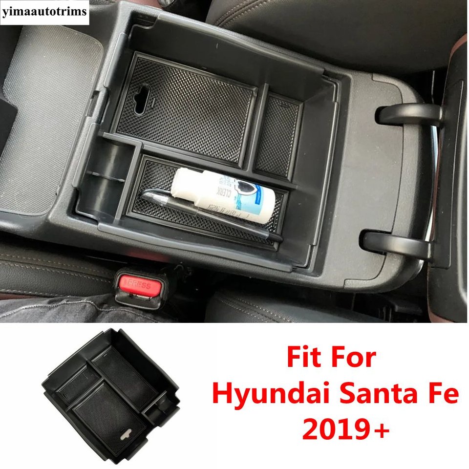 

Для Hyundai Santa Fe 2019-2021 автомобильный центральный подлокотник для хранения, контейнер-органайзер, держатель, лоток, аксессуары для интерьера