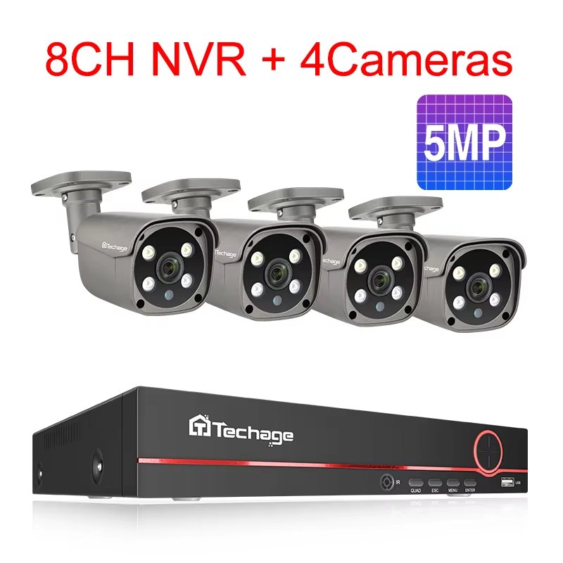 

Techage 8-канальный сетевой видеорегистратор с 8 IP-камерами
