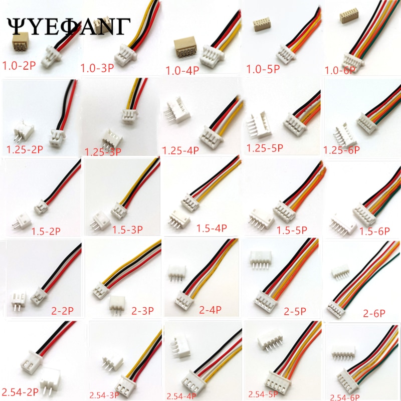 

Разъемы SH JST ZH PH XH 2Pin/3/4/5/6/7/8/10P 100 мм