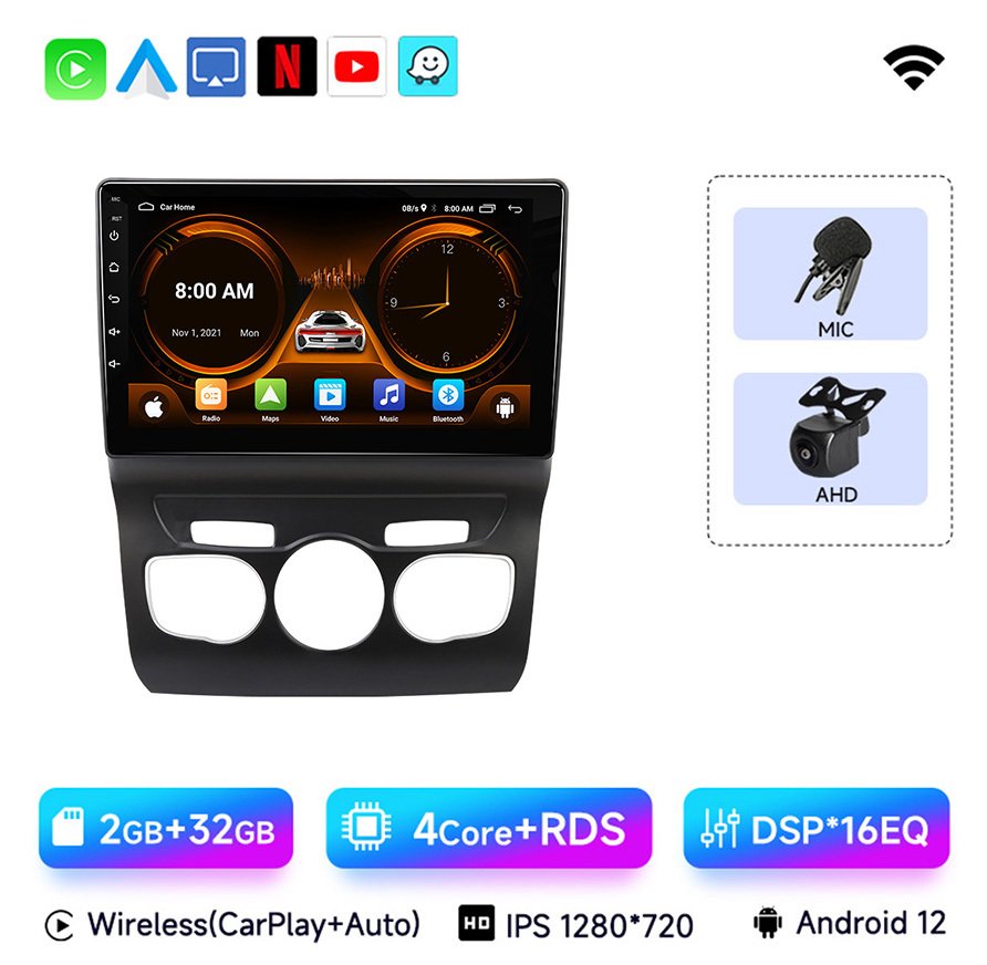 

JIUYIN Android 13 Автомагнитола для Citroen C4 2 B7 2013 - 2016 Беспроводная CarPlay Android Автомобильная Мультимедийная Видеосистема для автомобиля