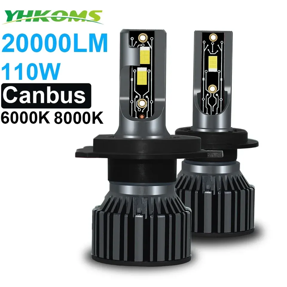 

YHKOMS H4 H7 H11 Светодиодные Лампы Для Автомобильных Фар 20000LM, Высокая Яркость 6000K/8000K, Универсальные