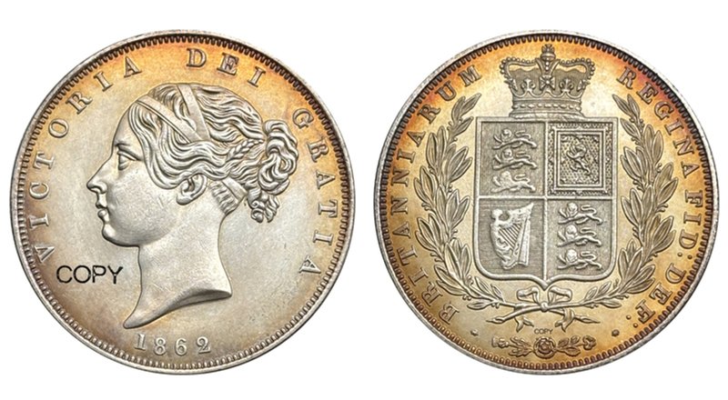 

Посеребренная копия монеты Великобритания 1862 года