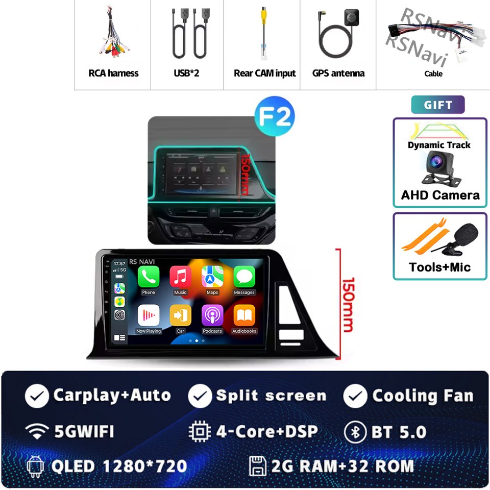 

Автомобильное радио Android 14 Carplay для Toyota C-HR CHR 2016 2017 2018 2019 2020, мультимедийный видеоплеер, навигация, GPS, стерео, 2Din DVD