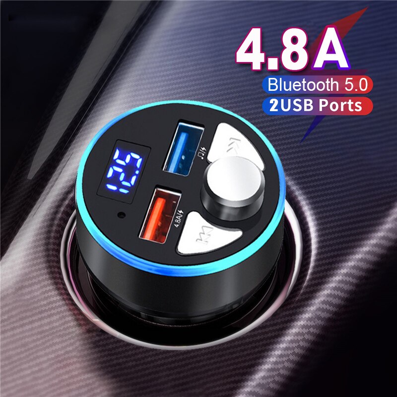 

Bluetooth 5,0 FM передатчик 4.8A Быстрая зарядка Автомобильный MP3-плеер гарнитура модулятор аудио адаптер авто аксессуары